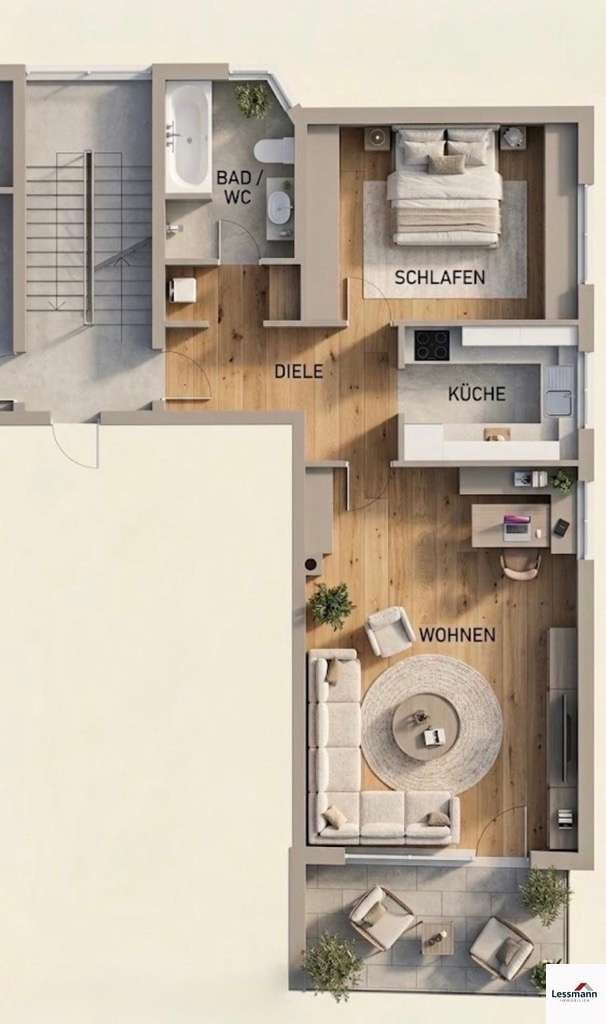 Immobilie in Leinburg - Kapitalanlage oder Eigenheim: attraktive 2-Zimmer-Wohnung mit Stellplatz in Diepersdorf - Bild 3