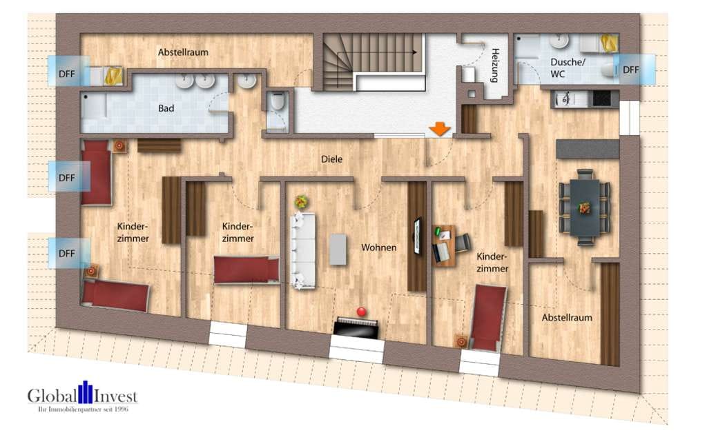 Immobilie in Wiesloch - GLOBAL INVEST SINSHEIM | Stilvoll wohnen im Altbau-zwei Wohnungen in begehrter Innenstadtlage - Bild 2
