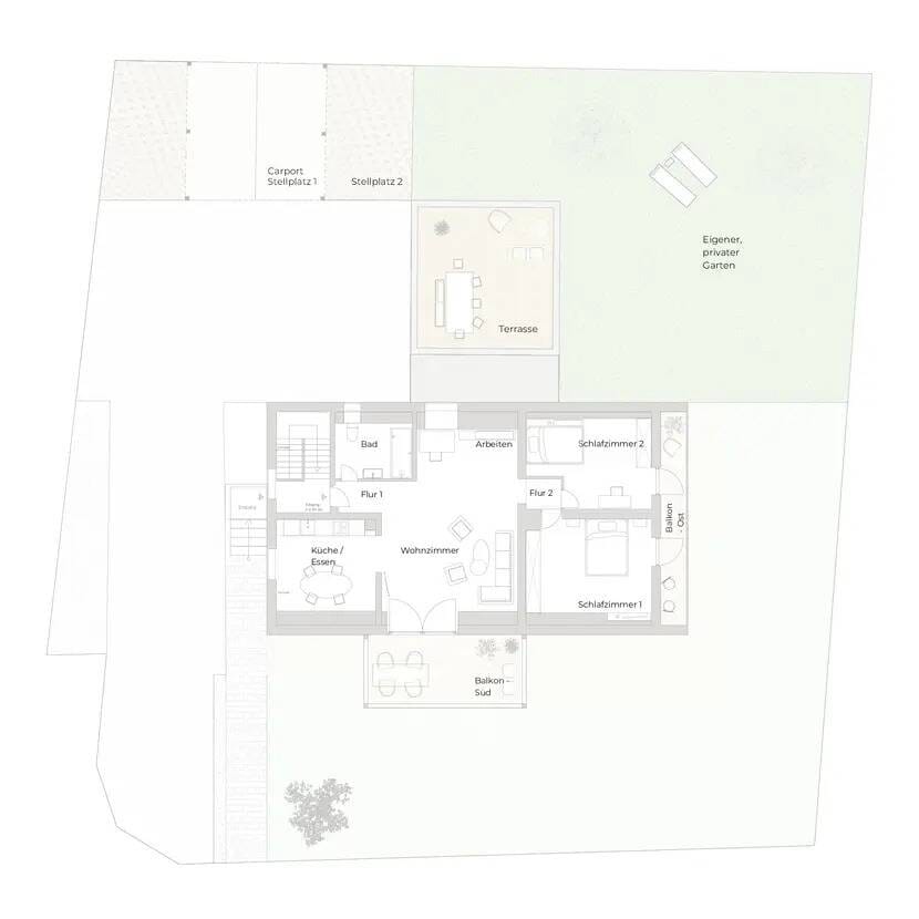 Immobilie in Adelsried - Lichtdurchflutetes Wohnen über den Dächern - sanierte Dachgeschosswohnung mit großzügigem Garten - Bild 3