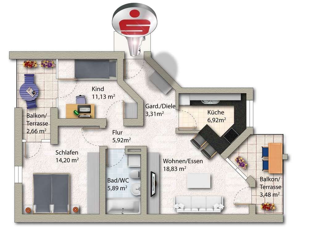 Immobilie in Künzelsau - Charmante 3-Zimmer-Erdgeschosswohnung auf den Taläckern - Bild 0