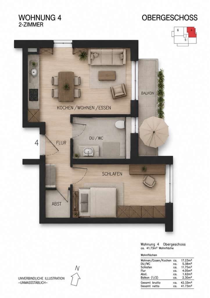 Immobilie in Weissach - Helle 2-Zimmer-Wohnung mit Balkon - Bild 1