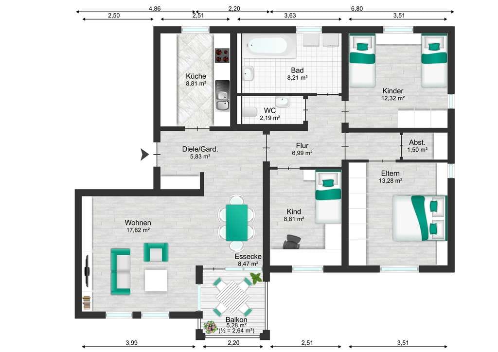 Immobilie in Oberkochen - ****Große 4,5-Zimmer-Wohnung mit Balkon und Garage**** - Bild 0