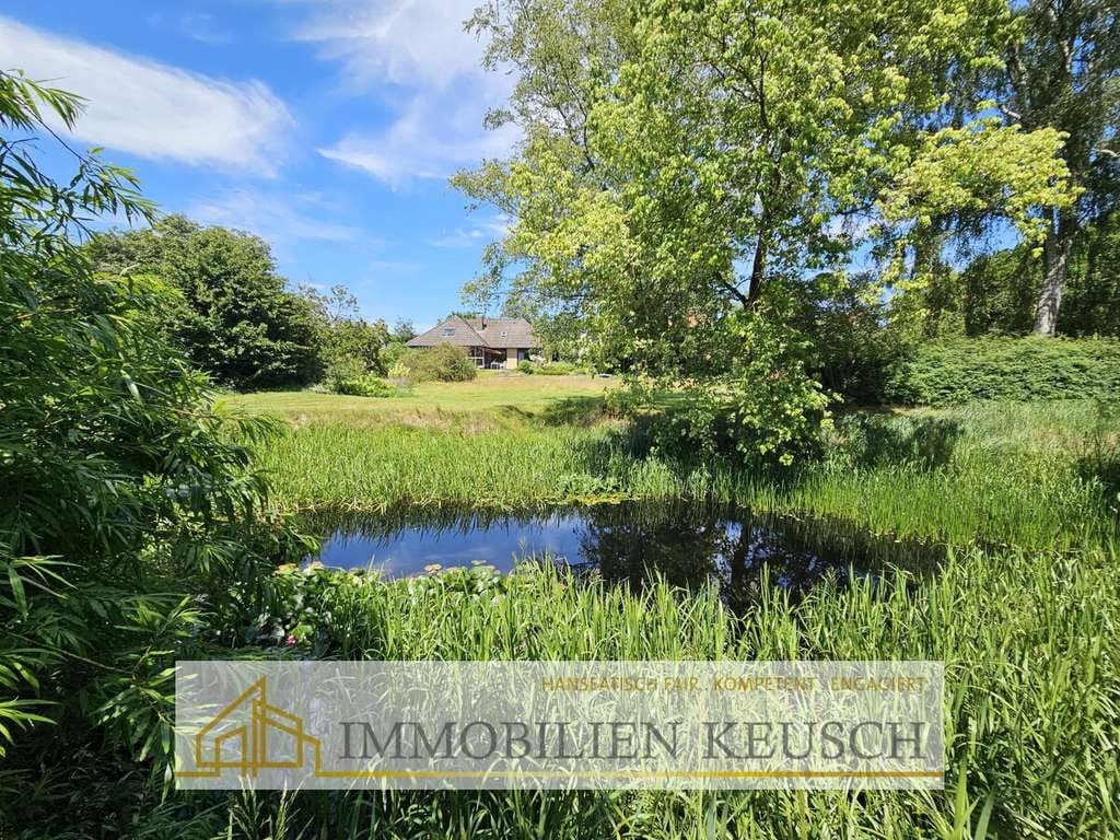 Immobilie in Hassendorf - Traumgarten mit Teich, Bungalow mit Ausbaupotenzial & Sonnenterrasse in ruhiger Lage, Doppelgarage - Bild 0