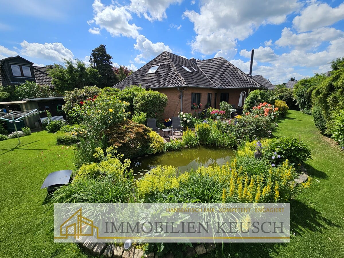Immobilie in Langwedel - Sehr geflegte, große und ruhig gelegene Immobilie über 2 Etagen mit Traumgarten und Teich + Garage - Bild 1