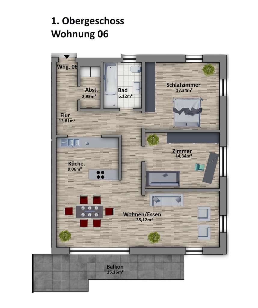 Immobilie in Bockenheim an der Weinstraße - Moderne 3-Zimmer-Wohnung mit Balkon inklusive Stellplätze - Bild 4