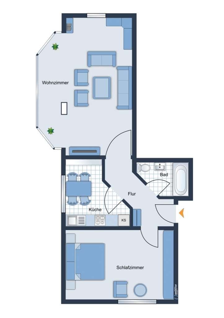 Immobilie in Lützen - großzügige 70m²; 2-Raum-Wg. mit Pkw-SP, in Lützen, in gepflegter Wohnanlage, JNKM 6.360,- EUR! - Bild 2