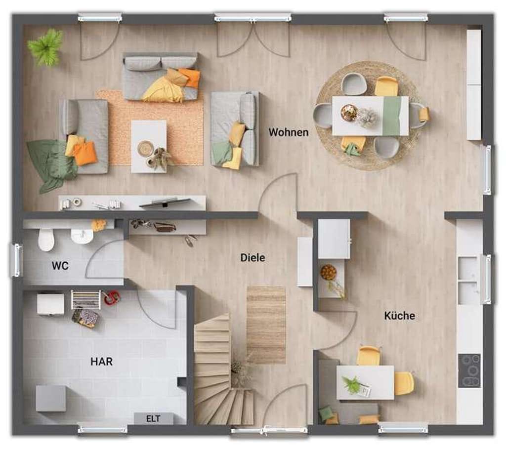 Immobilie in Plein - Mitwachshaus 148 mit Vordach, Preis inkl. Grundstück, massiv gebaut - Bild 4