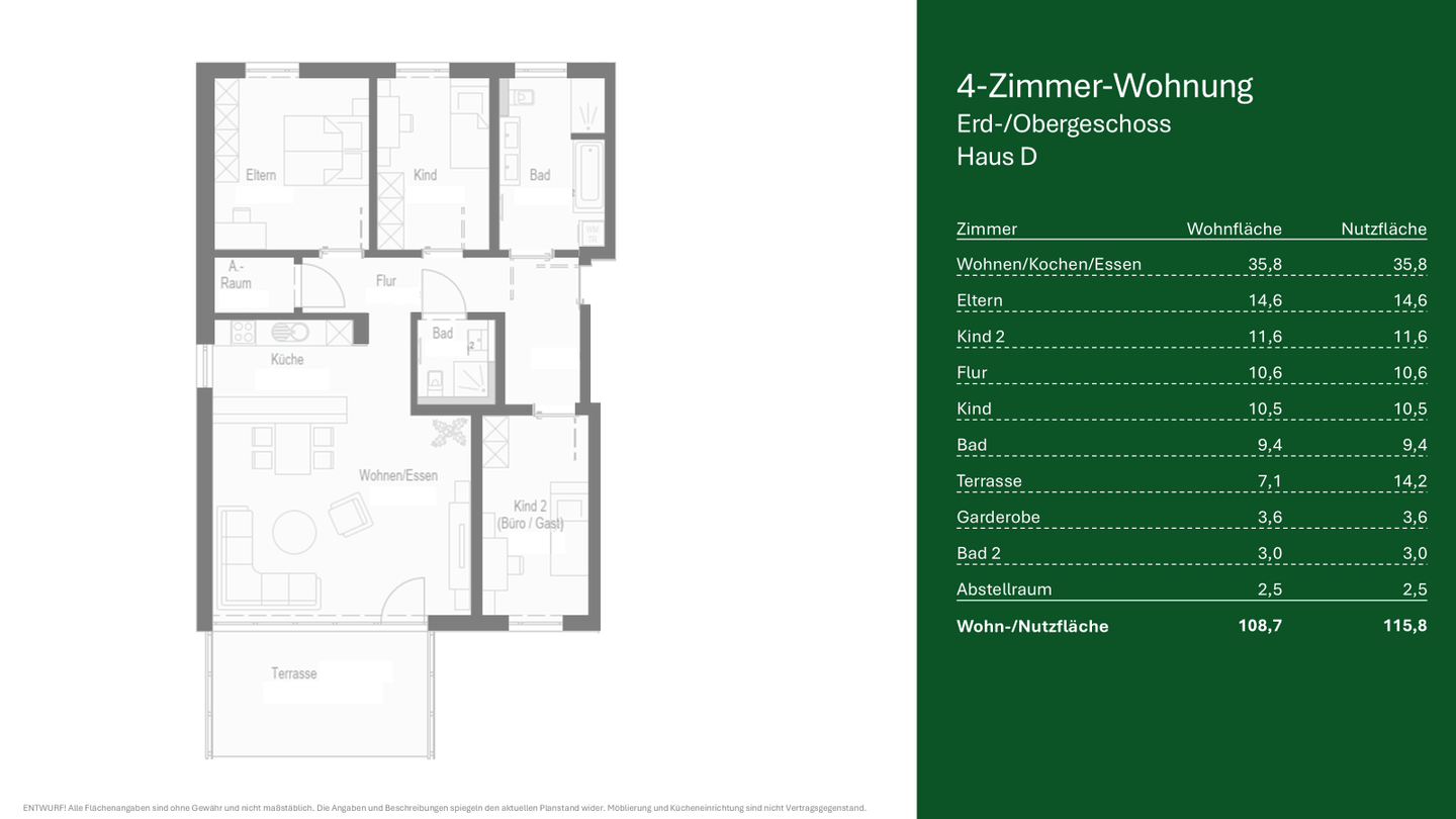 Immobilie in Tüßling - 1% Zins | KfW 40 QNG | Neubau | 4-Zimmer-Wohnung (Typ D) | 5% degressiv + 5% lineare Abschreibung* - Bild 4