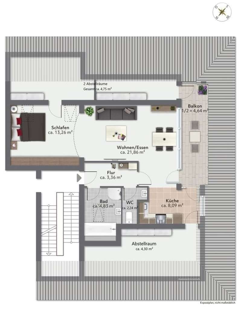 Immobilie in Bad Endorf - Gemütliche 2-Zi.  Wohnung mit herrlichen Weitblick in Bad Endorf - Bild 4