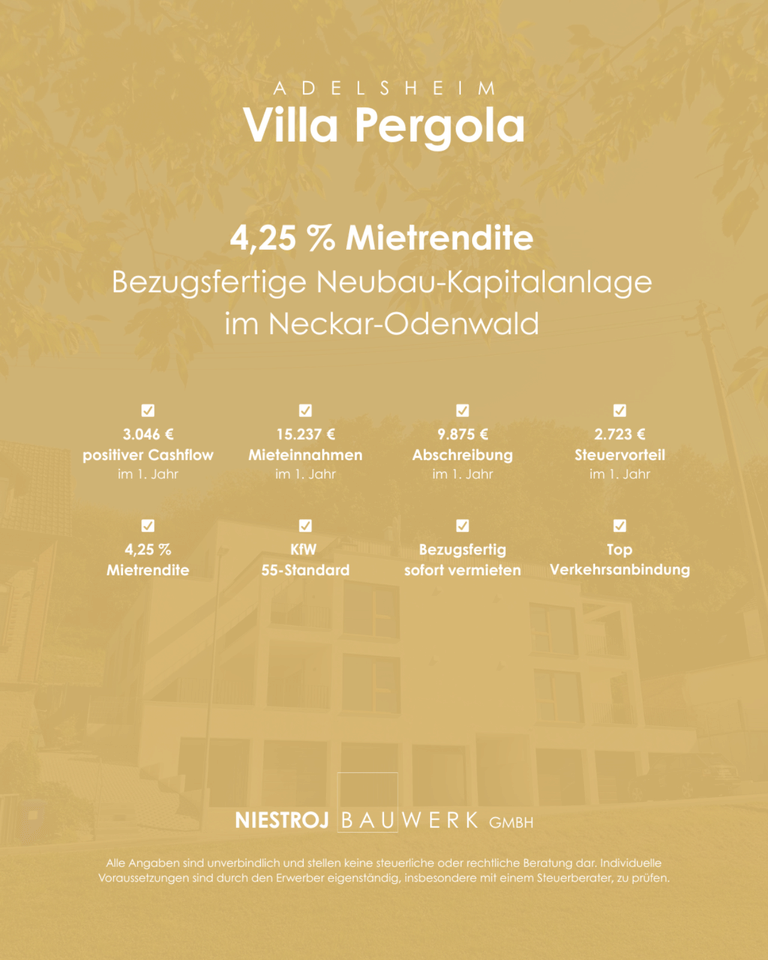 Immobilie in Adelsheim - Bezugsfertige 3-Zimmer-Neubauwohnung in Adelsheim | 99 m², Balkon, Aufzug & Garage (Whg. 5) - Bild 0