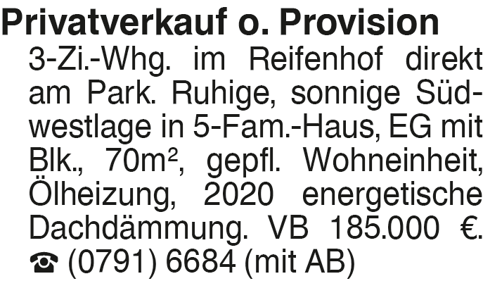 Immobilie in Schwäbisch Hall - Privatverkauf o. Provision - Bild 1