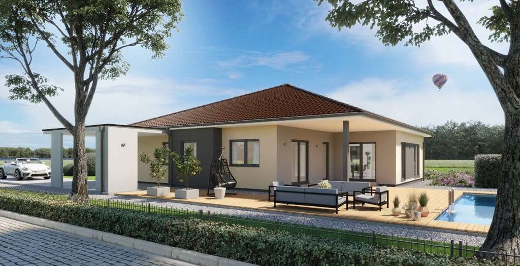 Immobilie in Thaining - Neubau-Bungalow inkl. Grundstück | KfW 40 QNG | Schlüsselfertig | Walmdach | Südwest-Terrasse - Bild 0