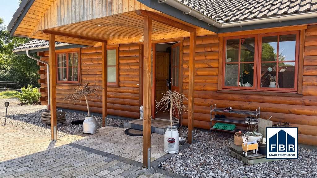 Immobilie in Uelitz - Blockhausarchitektur mit modernem Innenleben auf ca. 2.600 m² großem Grundstück - Bild 2