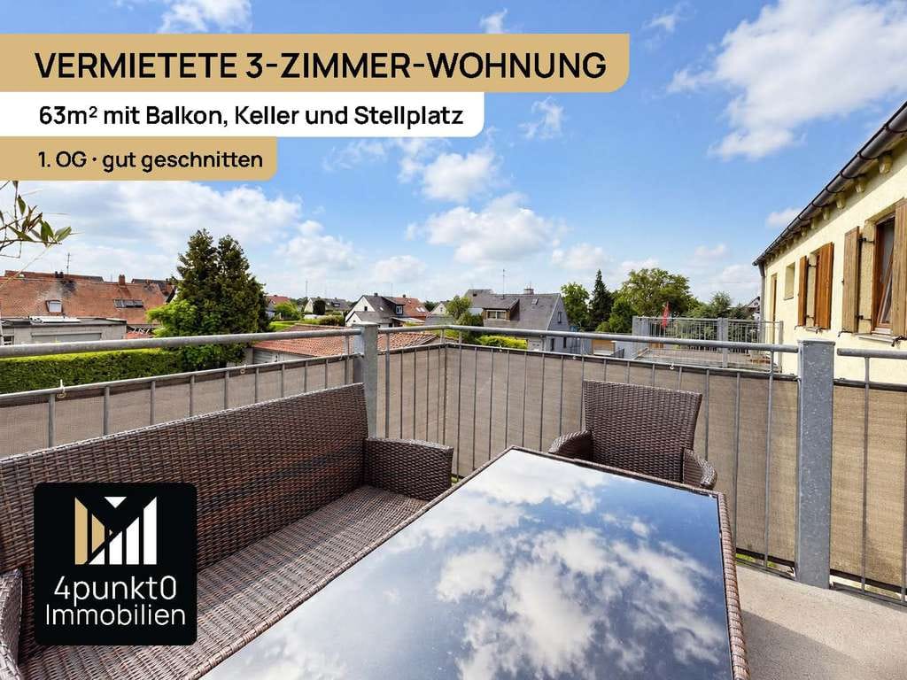 Immobilie in Gablingen - Vermietete 3-Zimmer-Wohnung mit Balkon, Keller und Stellplatz - Bild 0