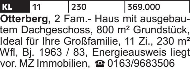 Immobilie in Otterberg - 2 Fam.- Haus mit ausgebautem Dachgeschoss, 800 m² Grundstück, Ideal für... - Bild 1