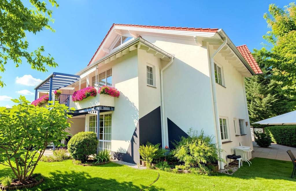 Immobilie in Erbes-Büdesheim - Stilvolle Architektenwohnung mit Galerieebene, Luxusküche & Sonnenbalkon - Bild 0