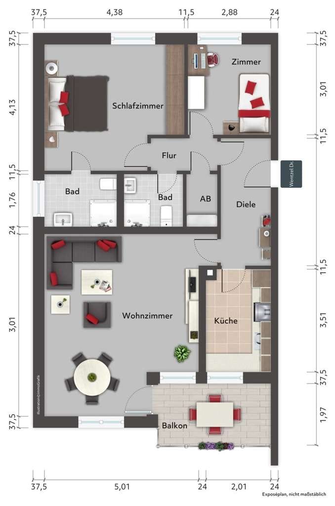 Immobilie in Glinde - Großzügige 3-Zimmer-ETW mit Balkon und Tiefgarage in Glinde - Wentzel Dr. - Bild 1