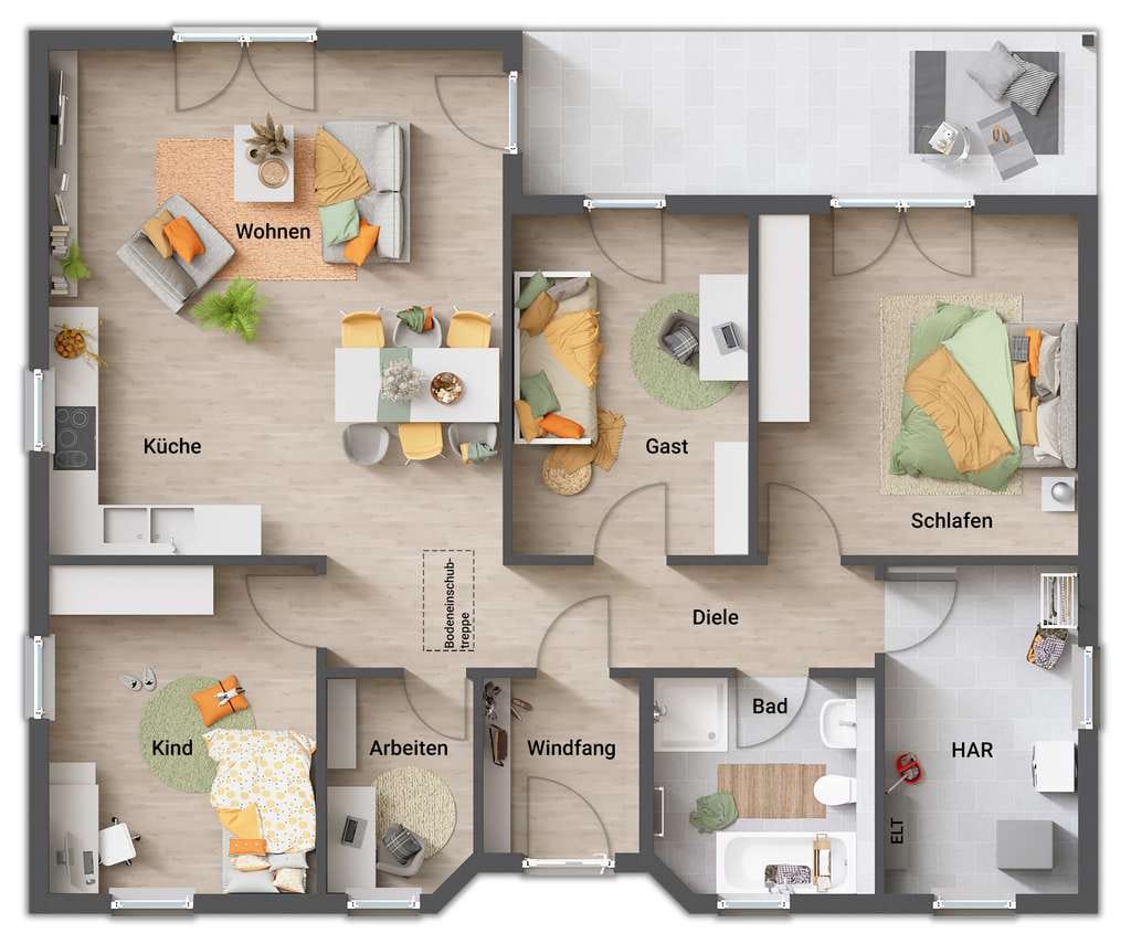 Immobilie in Lutterbek - Barrierearmer Winkelbungalow 108, massiv & Schlüsselfertig sicher zum Festpreis inkl. Grundstück - Bild 4
