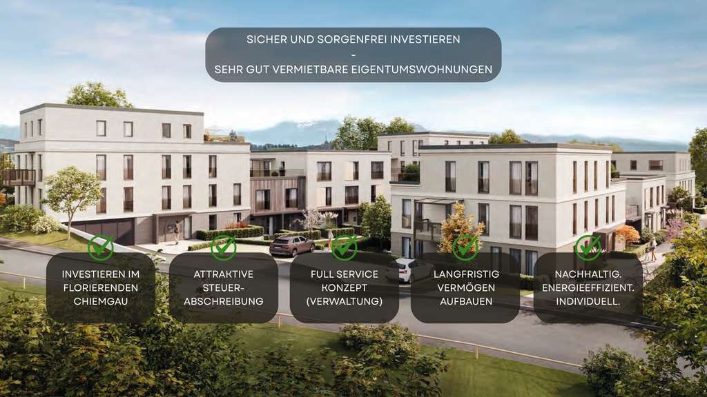 Immobilie in Bad Endorf - Sehr gut vermietbar! Moderne Eigentumswhg. im Chiemgau - 4km Chiemsee, fußläufig Einkauf & Therme - Bild 0