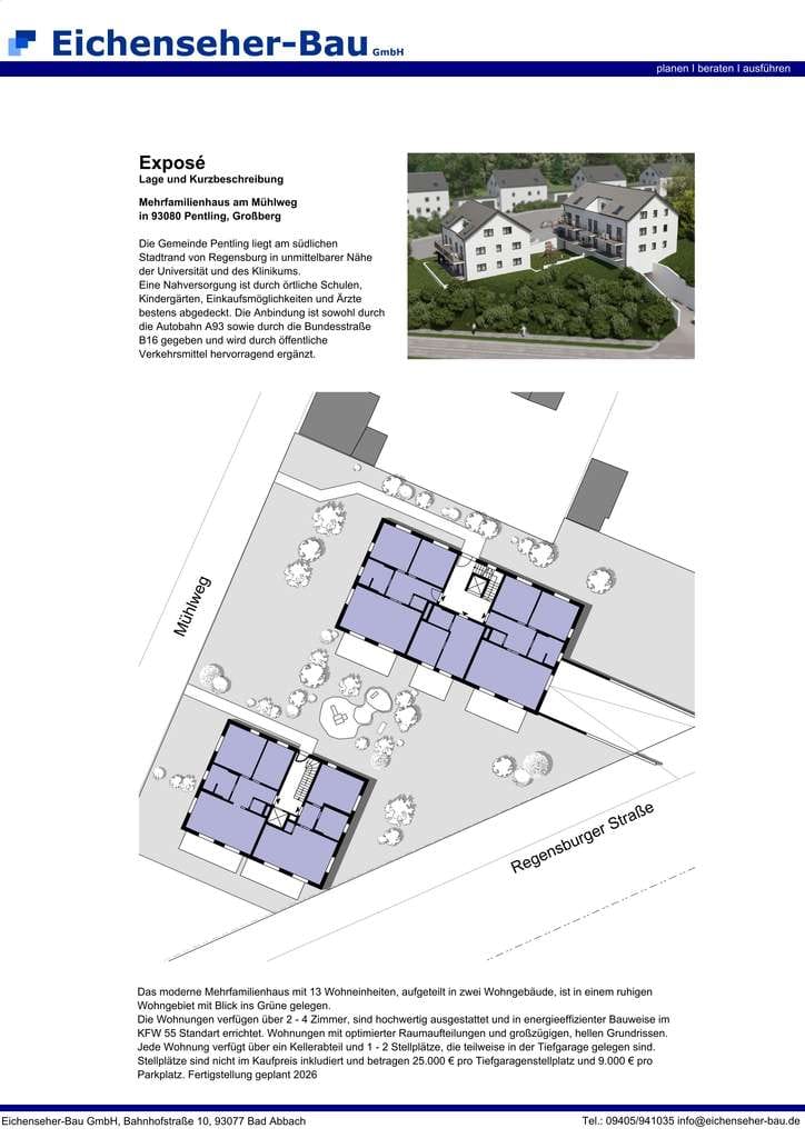 Immobilie in Pentling - Moderner Neubau: 4-Zimmer Wohnung mit Dachterrasse - Bild 1