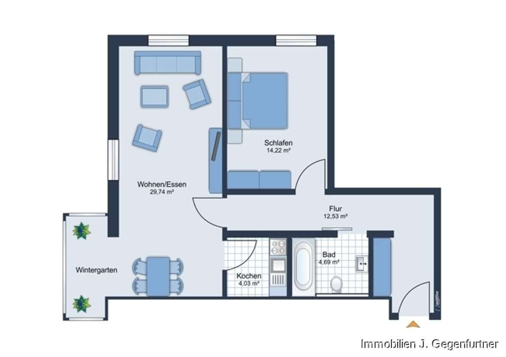 Immobilie in Deggendorf - Ideal zentral ! 2 - Zimmer Eigentumswohnung mit herrlichem Ausblick in Deggendorf. - Bild 2