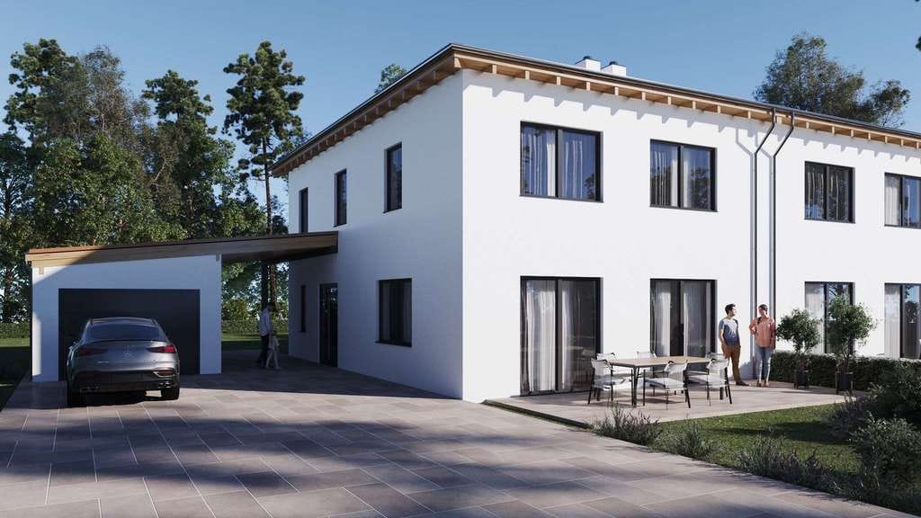 Immobilie in Leiblfing - Kamin an, Welt aus: Neue Doppelhaushälfte mit 154 m², Garage, Carport & Garten in ruhiger Lage - Bild 0