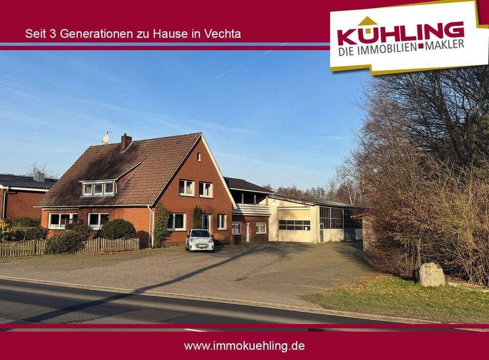 Immobilie in Goldenstedt - Mehr als nur Wohnen!    Großzügiges Wohnhaus mit Halle und viel Raum für Fahrzeuge, Arbeit oder Hobbies! - Bild 0