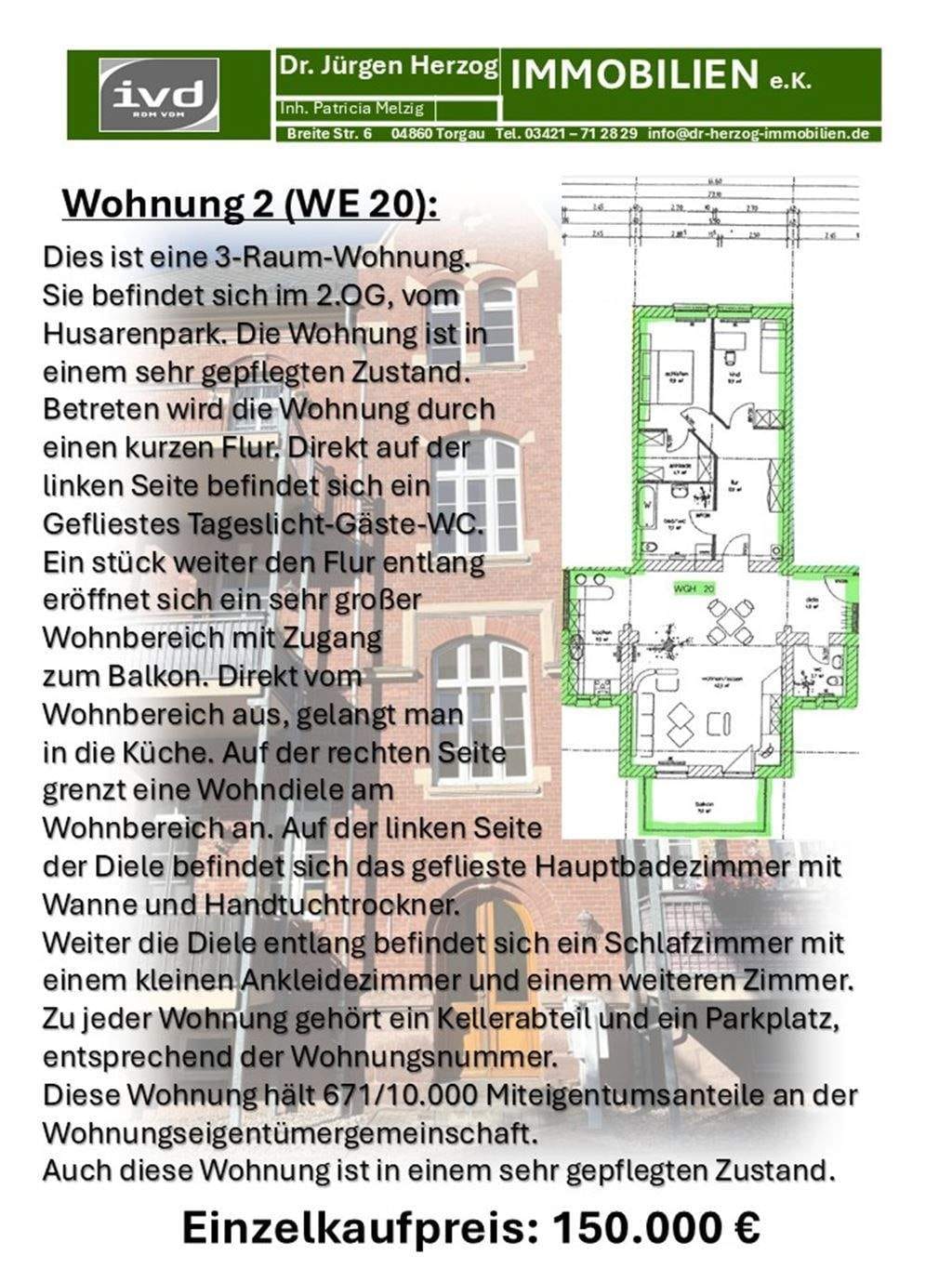 Immobilie in Dreiheide - Paketkauf von 3-Vermieteten-Eigentumswohnungen im Husarenpark, in 04860 Torgau - Bild 2