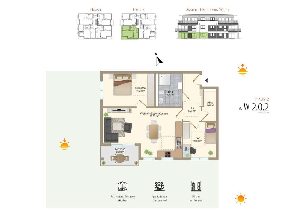 Immobilie in Rieden - RESERVIERT - Großzügige 3 ZKB Neubauwohnung mit Garten / W2.0.2 - Bild 4