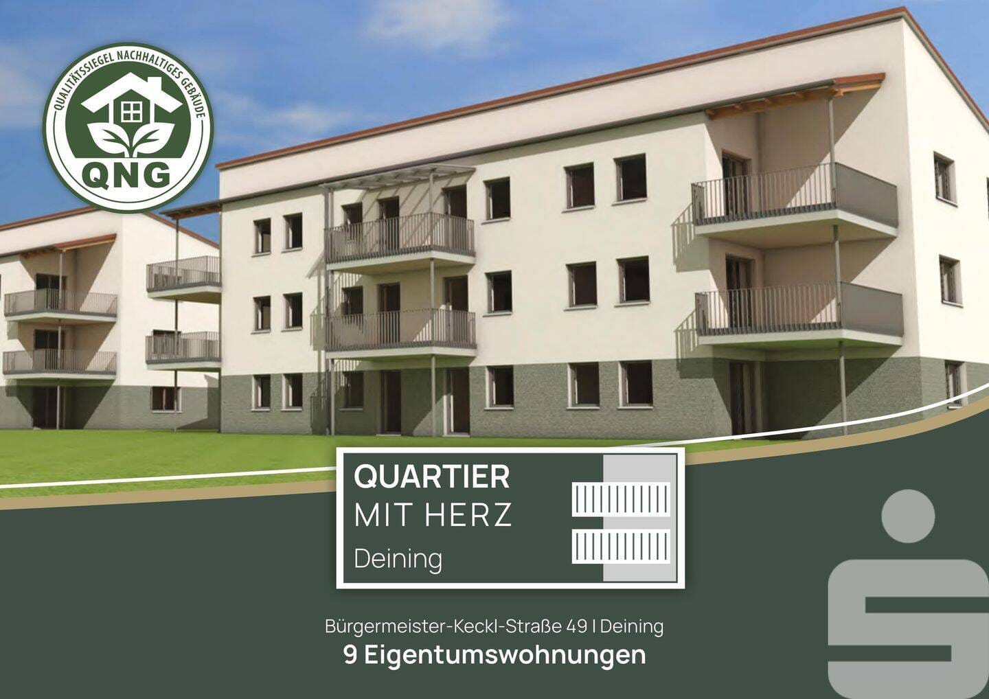 Immobilie in Deining - QUARTIER mit Herz   in   Deining Bürgermeister-Keckl-Straße 49:    Neubau von 9 Eigentumswohnungen - Bild 1