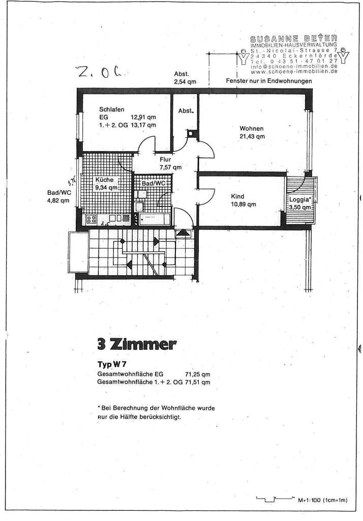 Immobilie in Eckernförde - Eckernförde-Süd: Preiswerte 3 Zimmer Eigentumswohnung im 2.0G mit Balkon. - Bild 1
