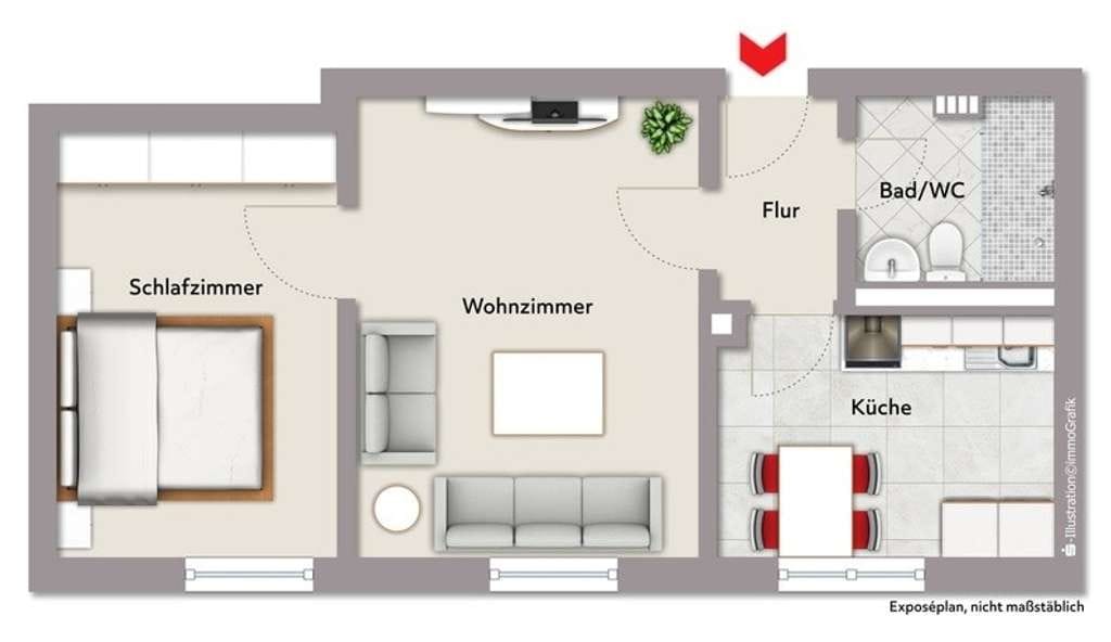 Immobilie in Bad Wörishofen - Teilrenovierte 2-ZKB-Wohnung in Bad Wörishofen - Bild 1