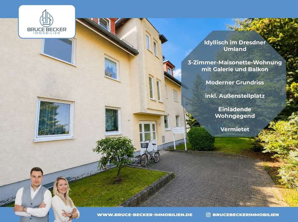 Immobilie in Arnsdorf - Vermietete 3-Zimmer-Maisonette-Wohnung in idyllischer Lage im Dresdner Umland - Bild 0