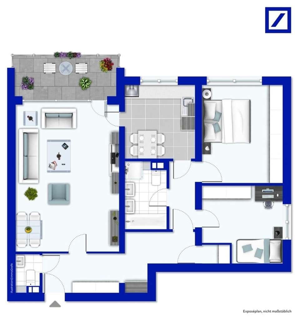 Immobilie in Heiligenhaus - 3- Zimmerwohnung mit schönem Ausblick, mit Sonnenloggia und 2 Stellplätzen - Bild 2