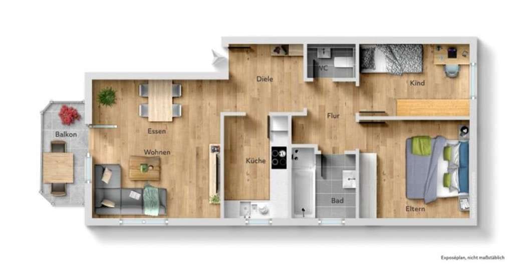 Immobilie in Tamm - Zugreifen lohnt sich! Interessante 3 Zimmer-Wohnung mit sonnigen Balkon! - Bild 2