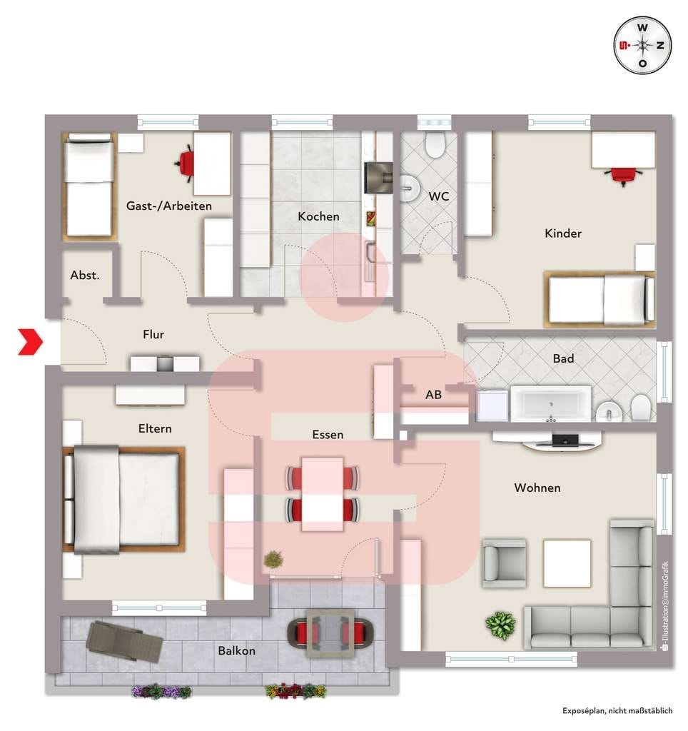 Immobilie in Sonthofen - Wohnen am "Tannachwäldle" - 4,5-Zimmerwohnung (2.OG) - mit Balkon und 2 TG-Stellplätzen - Bild 1