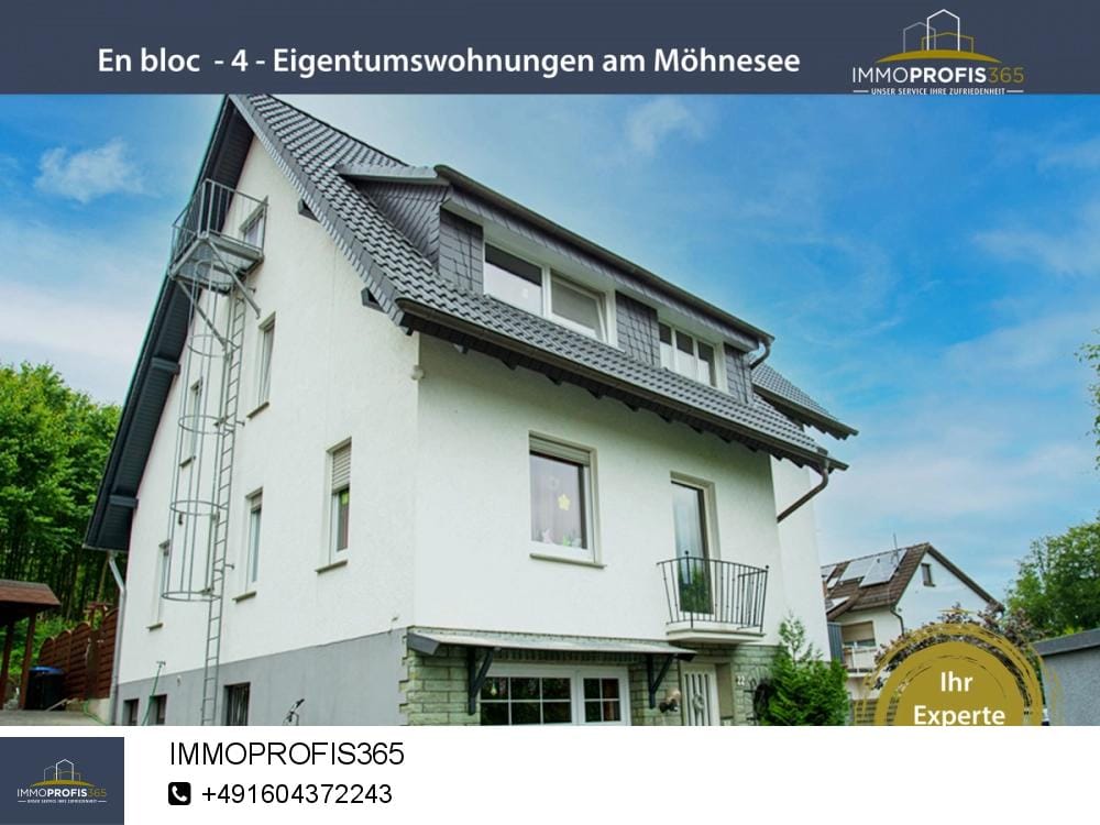 Immobilie in Möhnesee - Für Kapitalanleger mit Überblick. En bloc, -4- im top Zustand befindliche Eigentumswohnungen am Südufer des Möhnesee. Versteckte Lage.. - Bild 0