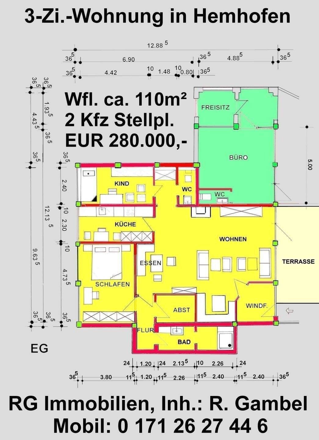 Immobilie in Hemhofen - Renovierte barrierefrei zugängliche 3-Zimmer-Eigentumswohnung mit Außenterrasse in Hemhofen - Bild 0