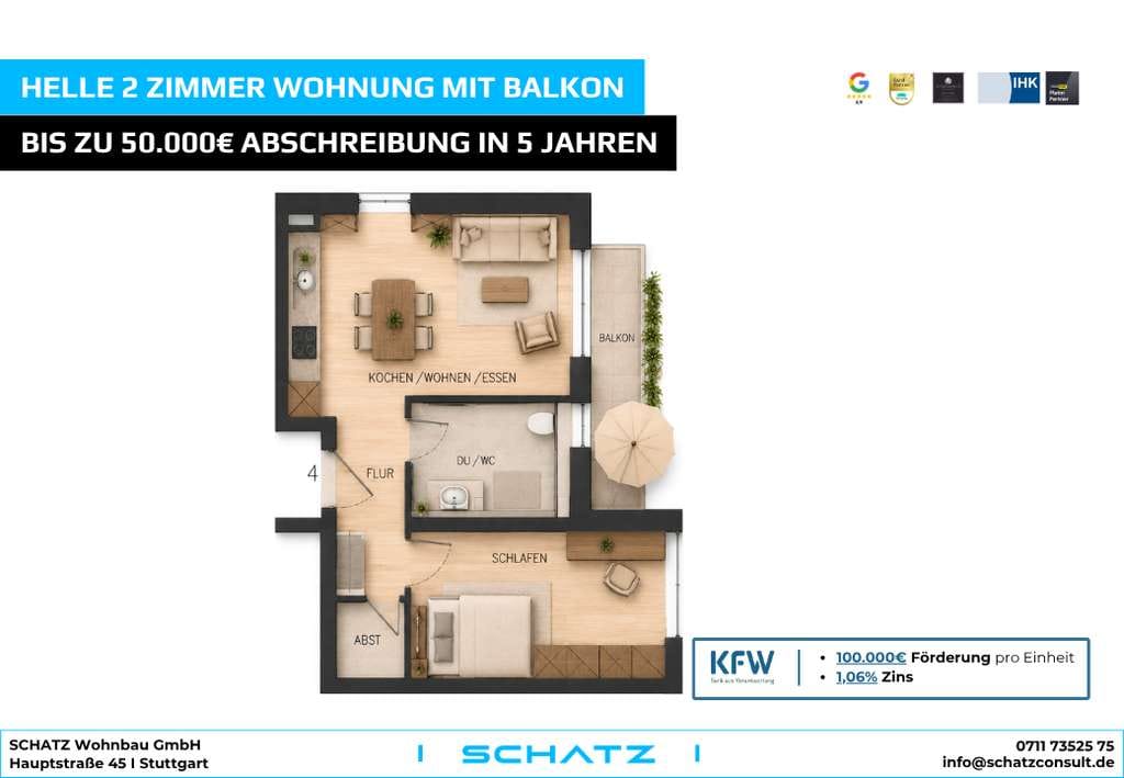 Immobilie in Weissach - Helle 2-Zimmer-Wohnung mit Balkon - Bild 0