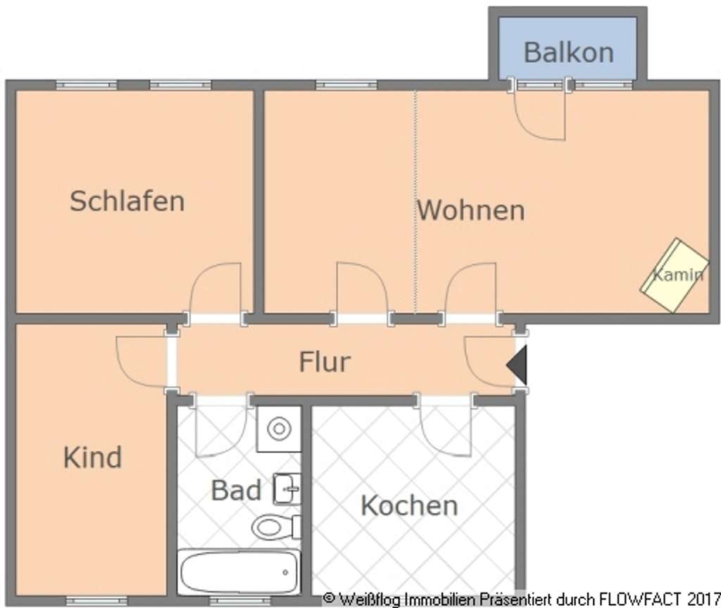 Immobilie in Riesa - Große 3 Zimmerwohnung mit Kamin, Balkon und Garage - Bild 1