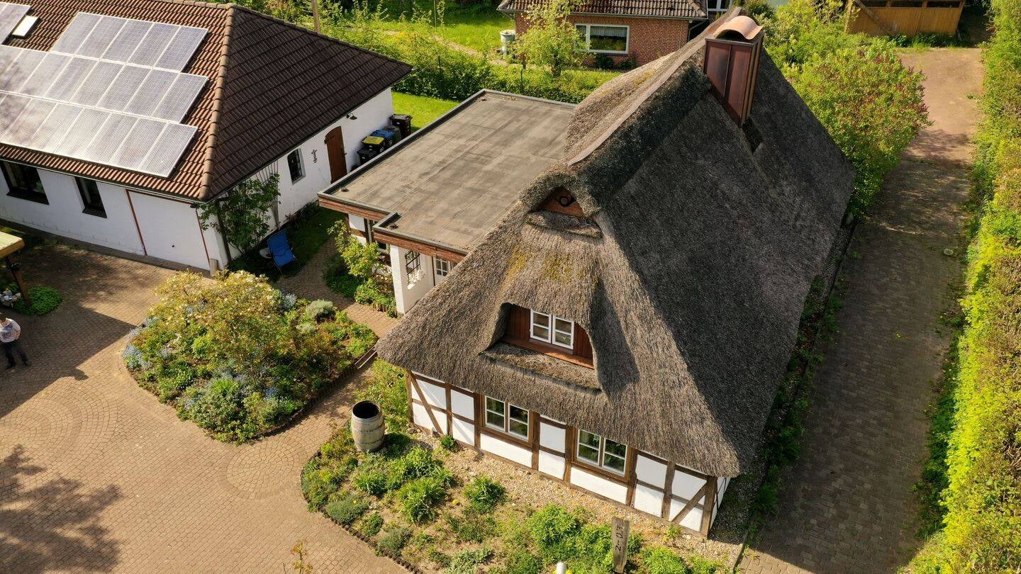 Immobilie in Nübbel - Im Auftrag zu verkaufen: Reetdach-Einfamilienhaus mit großem Garten – Einliegerwohnung, Büro und Carport - Grundstück teilbar - Bild 1