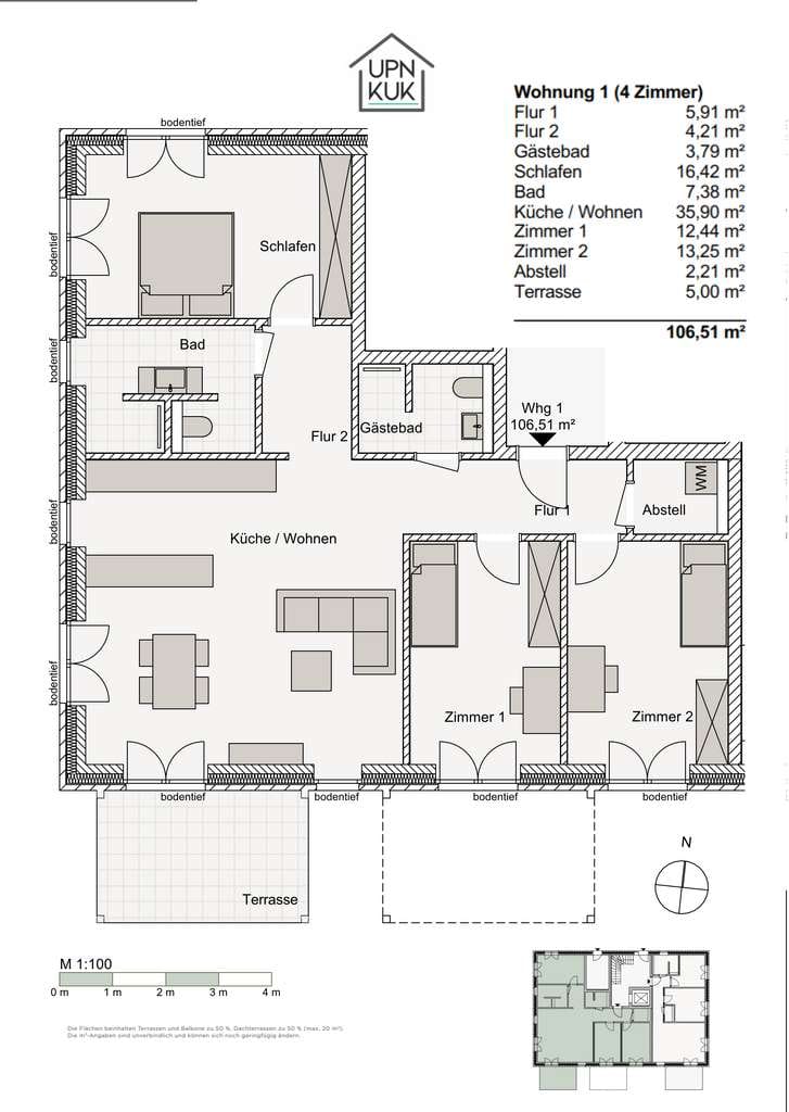 Immobilie in Garstedt - 4 Zimmer Neubau Erdgeschosswohnung Wohnung 1.1  Baubeginn erfolgt! - Bild 3