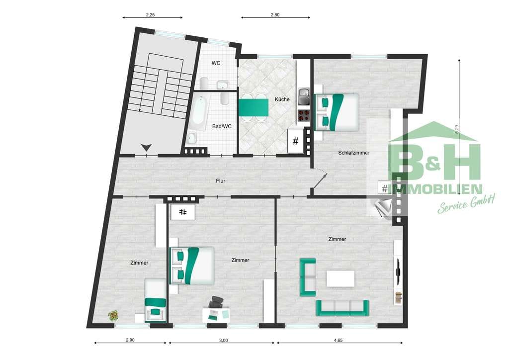 Immobilie in Bitterfeld-Wolfen - Mehrfamilienhaus in Bitterfeld – mit 3 Einheiten und schmaler Zufahrt + DG-Reserve 252 qm WFL - Bild 4