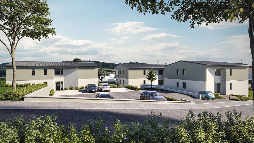 Immobilie in Ellingen - NEUBAU 2-Zimmer-Eigentumswohnung MIT TERRASSE UND GARTENANTEIL B1 - Bild 0