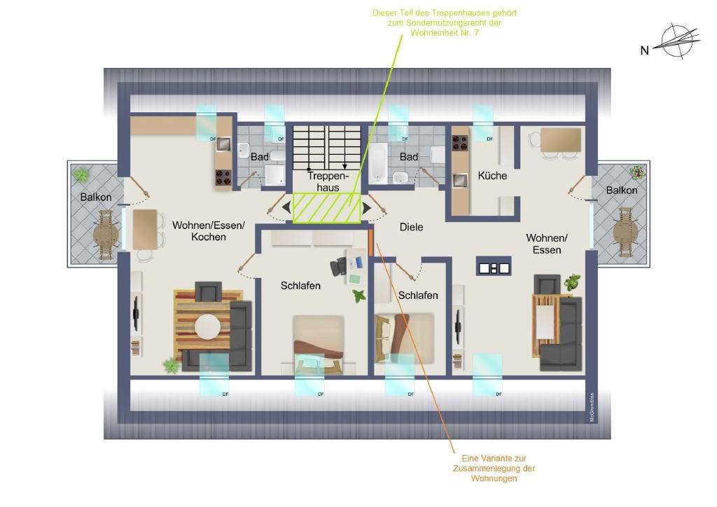Immobilie in Ihringen - Großzügige 4-Zimmer-ETW (aufgeteilt auf 2 x 2-Zimmer-Balkon-Whg.) - Bild 4