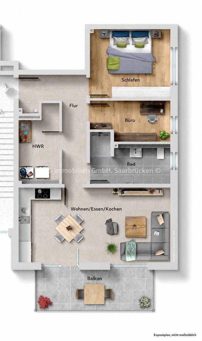 Immobilie in Mehring - Eigentumswohnunug 3ZKB mit Balkon und Moselblick - Bild 4