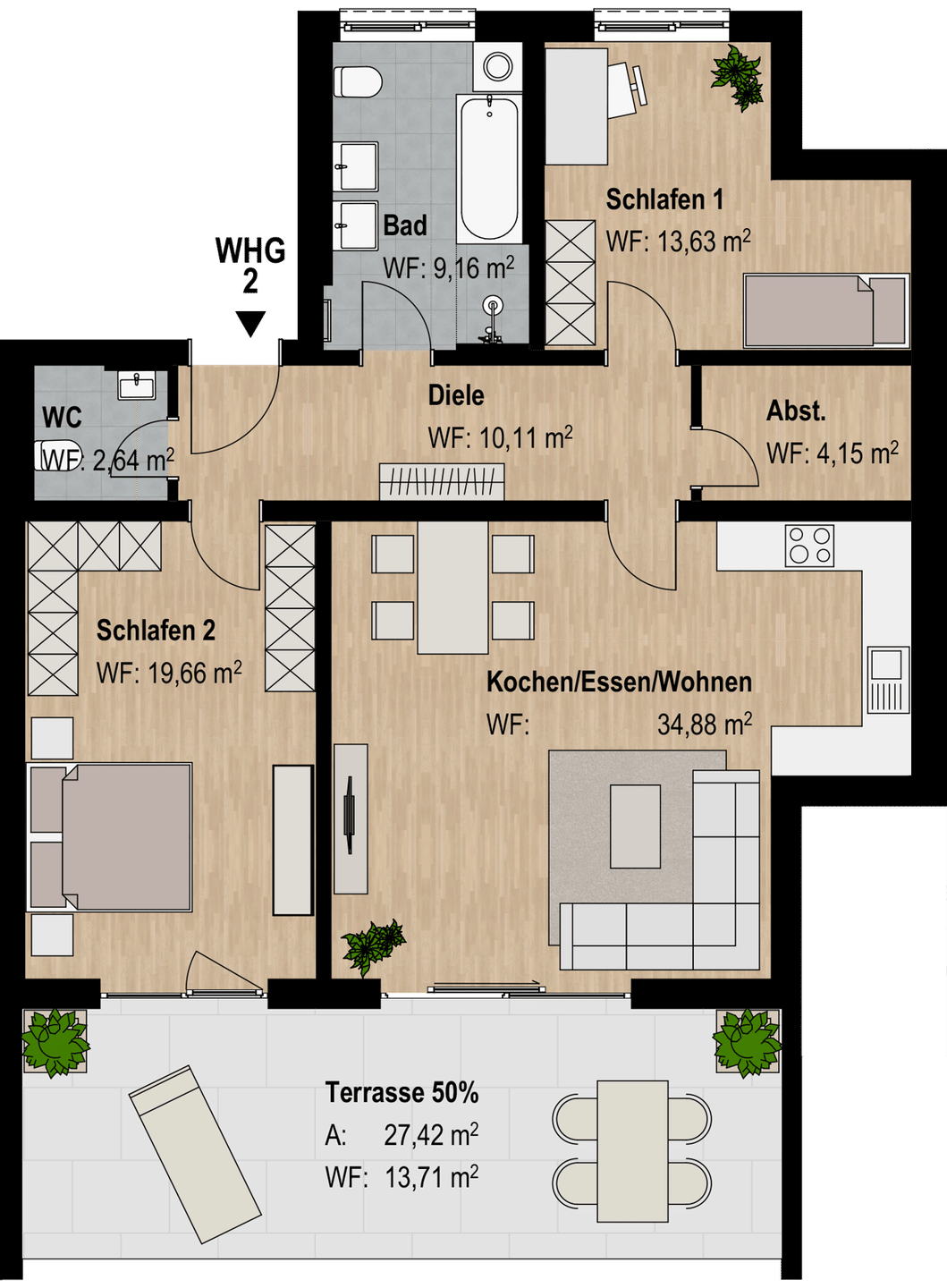 Immobilie in Abenberg - Moderne 3-Zimmer-Wohnung mit unverbautem Ausblick - Bild 3