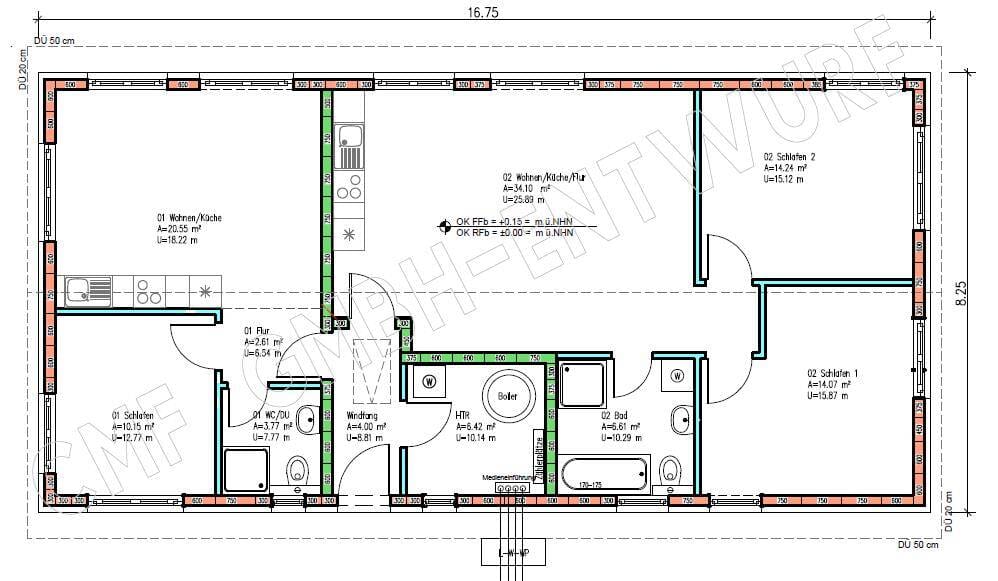 Immobilie in Villenbach - DUO Bungalow mit 2 Appartement auf einer Ebene schlüsselfertig Massivhausneubau incl. Bodenplatte incl. Grundstück voll erschlossen 116 - Bild 1