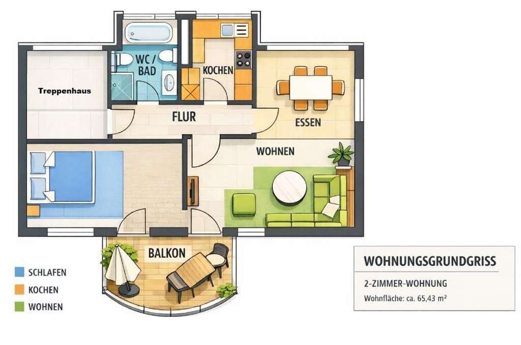 Immobilie in Miesitz - 2 Zimmer im 6-Familienhaus: Balkonzugang aus zwei Räumen, Garage inklusive (A1656) - Bild 4