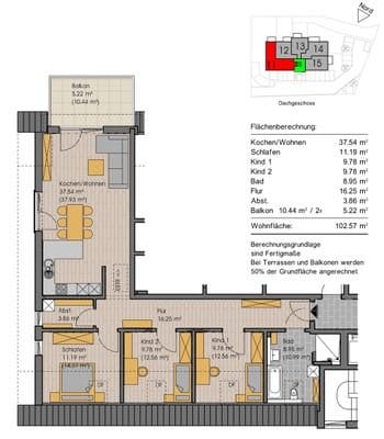 Immobilie in Sontheim - *** 4-Zimmer-Wohnung im DG mit Südbalkon - Neubau Mehrfamilienhaus mit 15 Einheiten *** - Bild 0